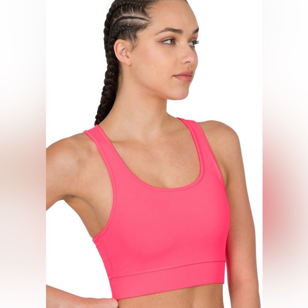 NWT! Desert Rose Pink Athletic Racerback Seamless Padded Bra Sports - Picture 2 of 3